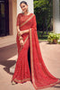 Red Bandhani Design Silk Saree With Embroidery Work Blouse