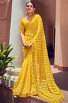 Yellow Georgette Embroidery Border Saree