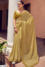Beige Bandhani Design Saree With Embroidery Work Blouse