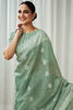 Light Green Soft Luckhnowi Rich Pallu weaving Linen Saree