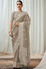 Light Gray Soft Luckhnowi Rich Pallu weaving Linen Saree