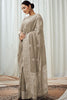 Light Gray Soft Luckhnowi Rich Pallu weaving Linen Saree