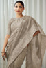 Light Gray Soft Luckhnowi Rich Pallu weaving Linen Saree