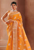 Orange color modal Silk With Silver Zari Weaving Sari With Matching Blouse