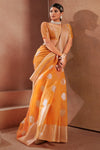 Orange color modal Silk With Silver Zari Weaving Sari With Matching Blouse