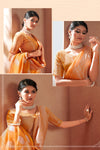 Orange color modal Silk With Silver Zari Weaving Sari With Matching Blouse