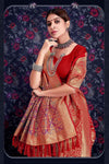 Ruse Red Leheriya zari Weaving Soft Silk Saree With Heavy Pallu