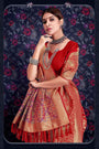Ruse Red Leheriya zari Weaving Soft Silk Saree With Heavy Pallu