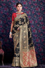 Beauty Black Leheriya zari Weaving Soft Silk Saree With Heavy Pallu