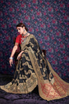 Beauty Black Leheriya zari Weaving Soft Silk Saree With Heavy Pallu