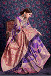 Violet Purple Leheriya zari Weaving Soft Silk Saree With Heavy Pallu