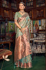 Latest Tea Green Banarasi Copper Tissue Silk Saree