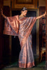 Latest Elephant Gray Banarasi Copper Tissue Silk Saree