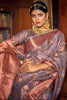 Latest Elephant Gray Banarasi Copper Tissue Silk Saree