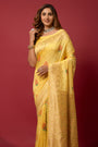 Yellow Soft Silk Saree With Beautiful Minakari Weaving Work