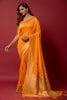 Orange Soft Silk Saree With Beautiful Minakari Weaving Work