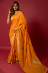 Orange Soft Silk Saree With Beautiful Minakari Weaving Work