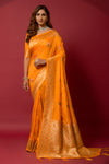Orange Soft Silk Saree With Beautiful Minakari Weaving Work