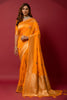 Orange Soft Silk Saree With Beautiful Minakari Weaving Work