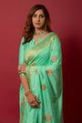 Mint Green Soft Silk Saree With Beautiful Minakari Weaving Work