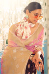 Baby Pink Soft linen Silk Saree With Blouse
