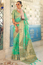Mint Green Soft linen Silk Saree With Blouse