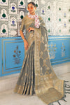 Grey Soft linen Silk Saree With Blouse
