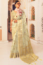 Vanilla Yellow Soft linen Silk Saree With Blouse