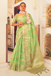 Green Soft linen Silk Saree With Blouse
