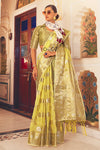 Yellow Soft linen Silk Saree With Blouse