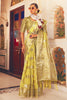 Yellow Soft linen Silk Saree With Blouse