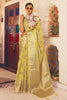 Yellow Soft linen Silk Saree With Blouse