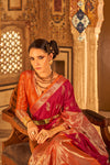 Latest Pink Colour Tissue Silk With Fancy Tassels Saree