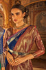 Stylish Blue Colour Tissue Silk With Fancy Tassels Saree