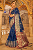 Stylish Blue Colour Tissue Silk With Fancy Tassels Saree