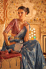 Stylish Slate Grey Colour Tissue Silk With Fancy Tassels Saree