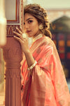Peach Soft Tusser Weaving Saree