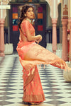 Peach Soft Tusser Weaving Saree