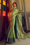 Pear Green Soft Tusser Silk Weaving Saree