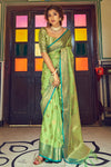 Pear Green Soft Tusser Silk Weaving Saree