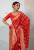 Gorgeous Hot Red Organza Silk Saree With Blouse