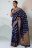 Enchanting Dark Blue Organza Silk Saree With Blouse