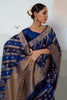 Enchanting Dark Blue Organza Silk Saree With Blouse