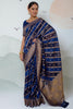 Enchanting Dark Blue Organza Silk Saree With Blouse