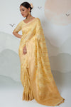 Fascinating Lemon Yellow Organza Silk Saree With Blouse