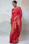 Captivating Pink Organza Silk Saree With Blouse