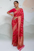 Captivating Pink Organza Silk Saree With Blouse