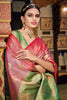Pink And Green Soft Banarasi  Silk Saree