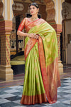 Green & Red Fancy Banarasi Silk Saree With Weaving
