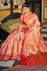 Peach Fancy Banarasi  Silk Saree